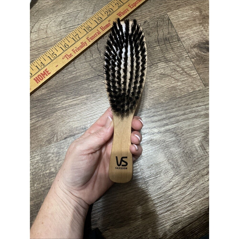 Vintage Vidal Sassoon Wooden Handle Boar Bristle Hair Brush 7.75” Smoothing